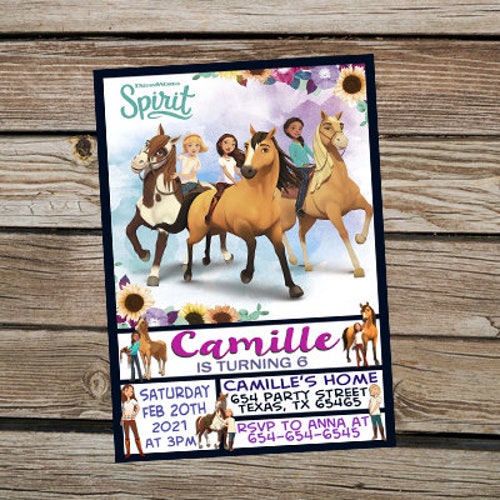 Spirit Riding Free Printable Birthday Party Invitation Horse - Etsy Canada
