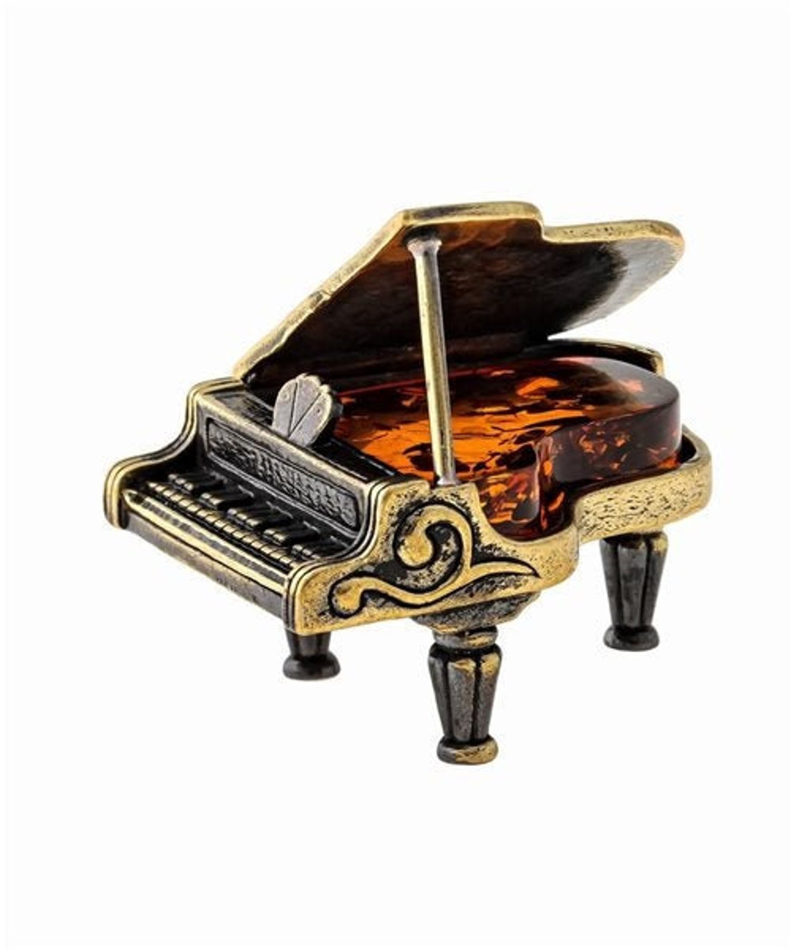 Figurine Statuette Piano Grand Piano Music Amber Brass Etsy