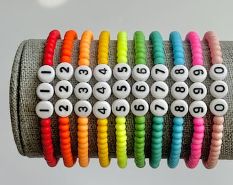 Angel Number Seed Bead Bracelet: Colorful Stretch Jewelry