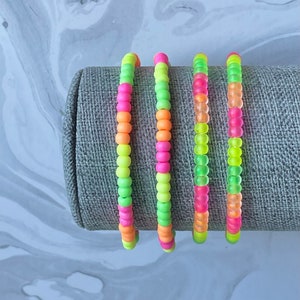 Neon Beaded Bracelets | Neon Seed Bead Bracelet | Beaded Name Bracelet | Neon Bracelet Stack | Beaded Bracelet Stack |