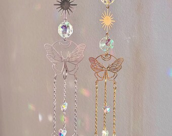 Celestial Butterfly Crystal Prism Suncatcher | Car Rearview Mirror Hanging Car Charm
