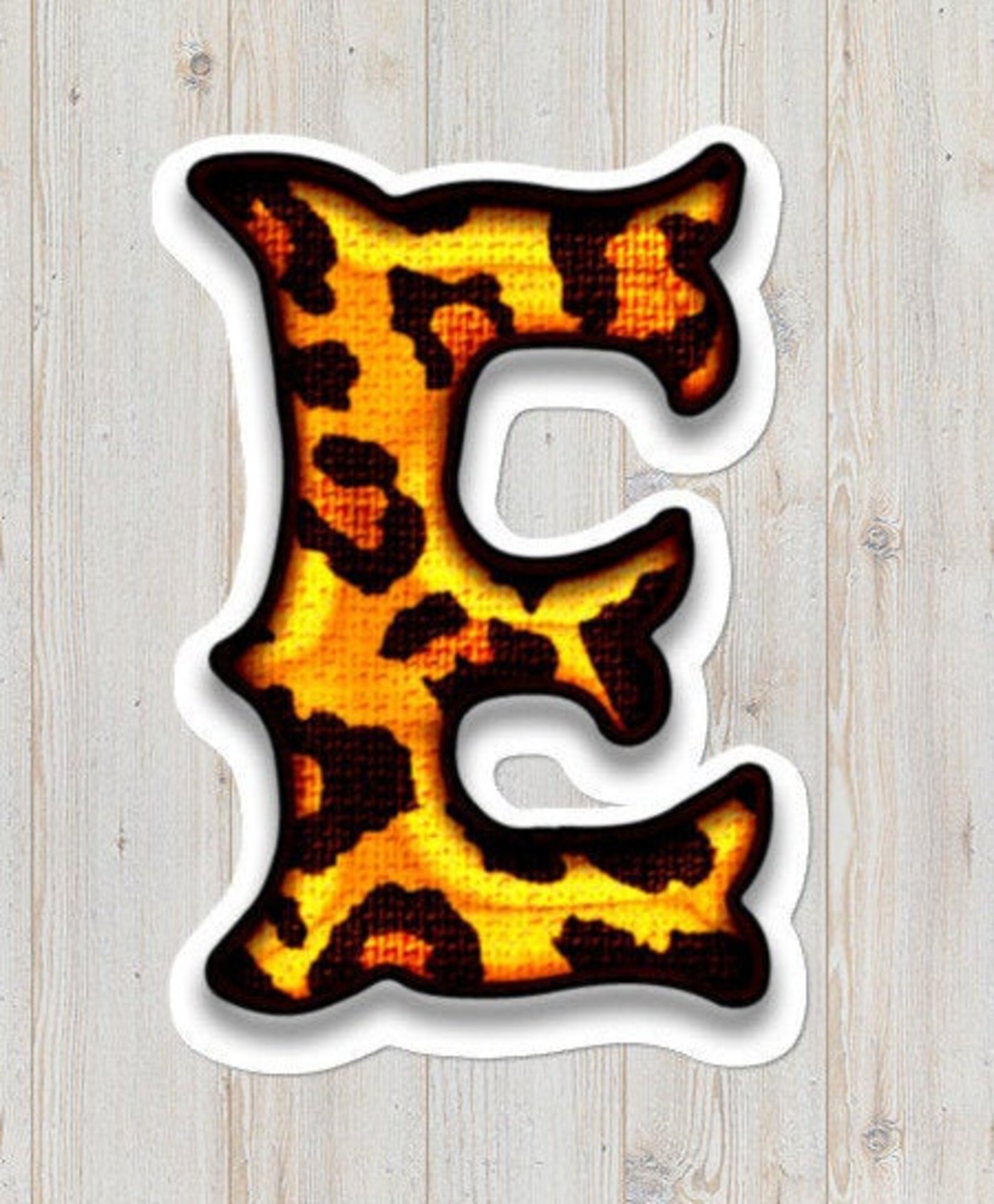 Letter E Sticker Leopard Print Sticker Initial E Sticker Etsy