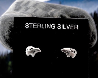 Heartline Bear Stud Earrings Sterling Silver Heartline Bear Stud Earrings Sterling Silver