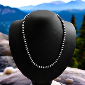Navajo Pearl Style Sterling Silver Necklace Hand Strung 5mm 17”