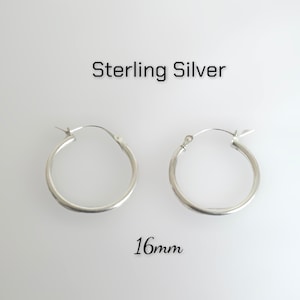 Sterling Silver 16mm x 2.5mm Hinged Hoop Click Top Earrings