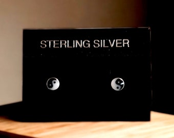 Sterling Silver Tiny Yin Yang Stud Earrings 5mm