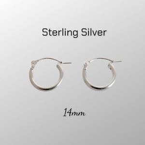 Sterling Silver 14mm x 2.5mm Hinged Hoop Click Top Earrings