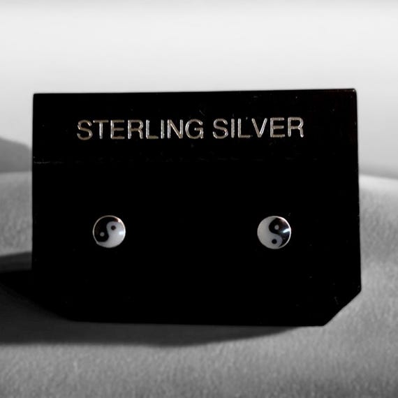 Sterling Silver Tiny Yin Yang Stud Earrings 5mm - image 2