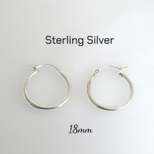 Sterling Silver 18mm x 2.5mm Hinged Hoop Click Top Earrings