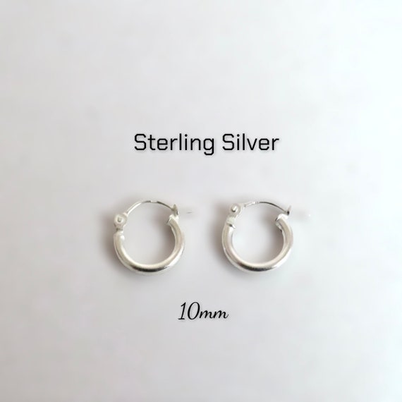 Silver hinged online hoop earrings 10mm