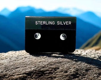 Sterling Silver Tiny Yin Yang Stud Earrings 5mm