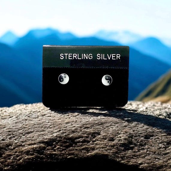Sterling Silver Tiny Yin Yang Stud Earrings 5mm - image 1