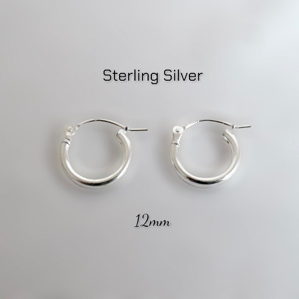 Sterling Silver Hinged Hoop Click Top Earrings 12mm x 2.4mm