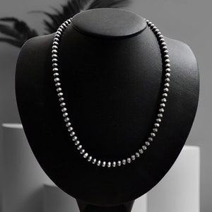 Navajo Pearl Style Sterling Silver Necklace Hand Strung 5mm 18”
