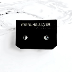 Vintage Sterling Silber kleine Yin Yang-Ohrstecker 4,2 mm