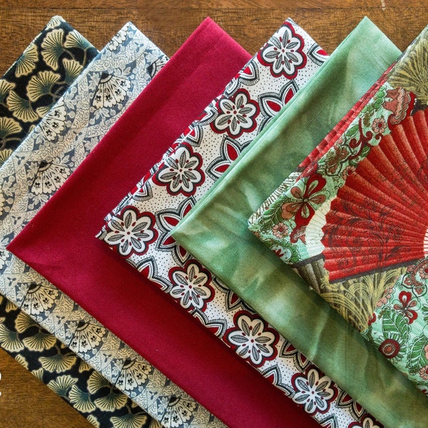 Asian Fat Quarters, Japanese Print Fabric, Oriental Fabric, Hand Fan Print, Bold Fabric, Craft Material, Oriental Face Mask, Mask Fabric