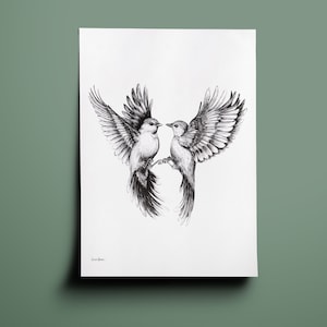 Flying Birds Art print - Realistic Bird drawing