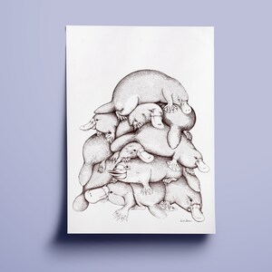 Platypus Art Print Pile of Platypuses illustration image 2