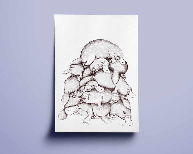 Platypus Art Print Pile of Platypuses illustration image 2