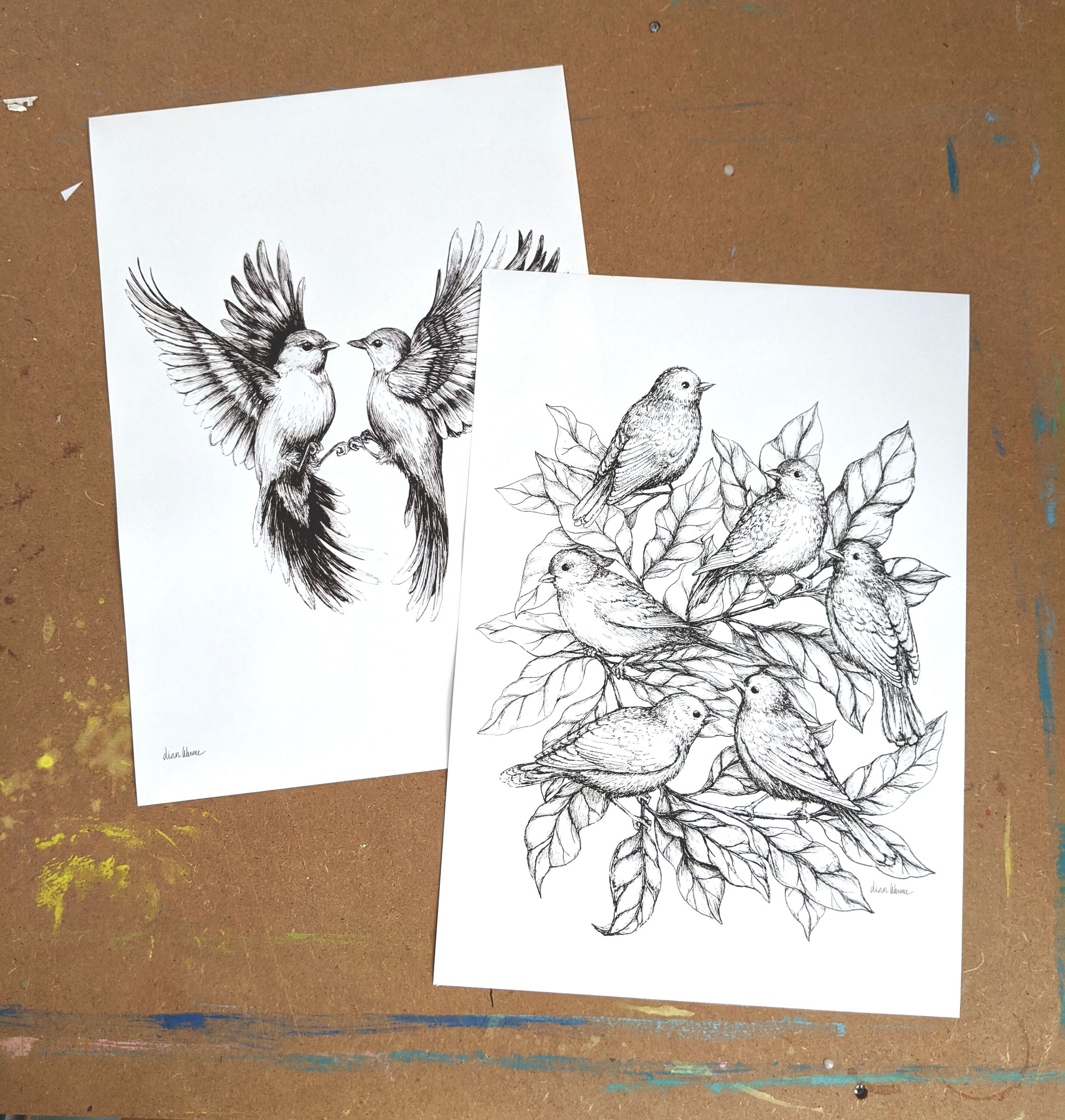 Flying Birds Art print Realistic Bird drawing | Etsy