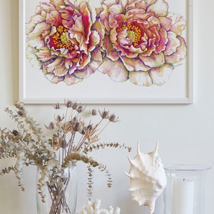 Pink Peony Print Floral illustration Wall art image 3