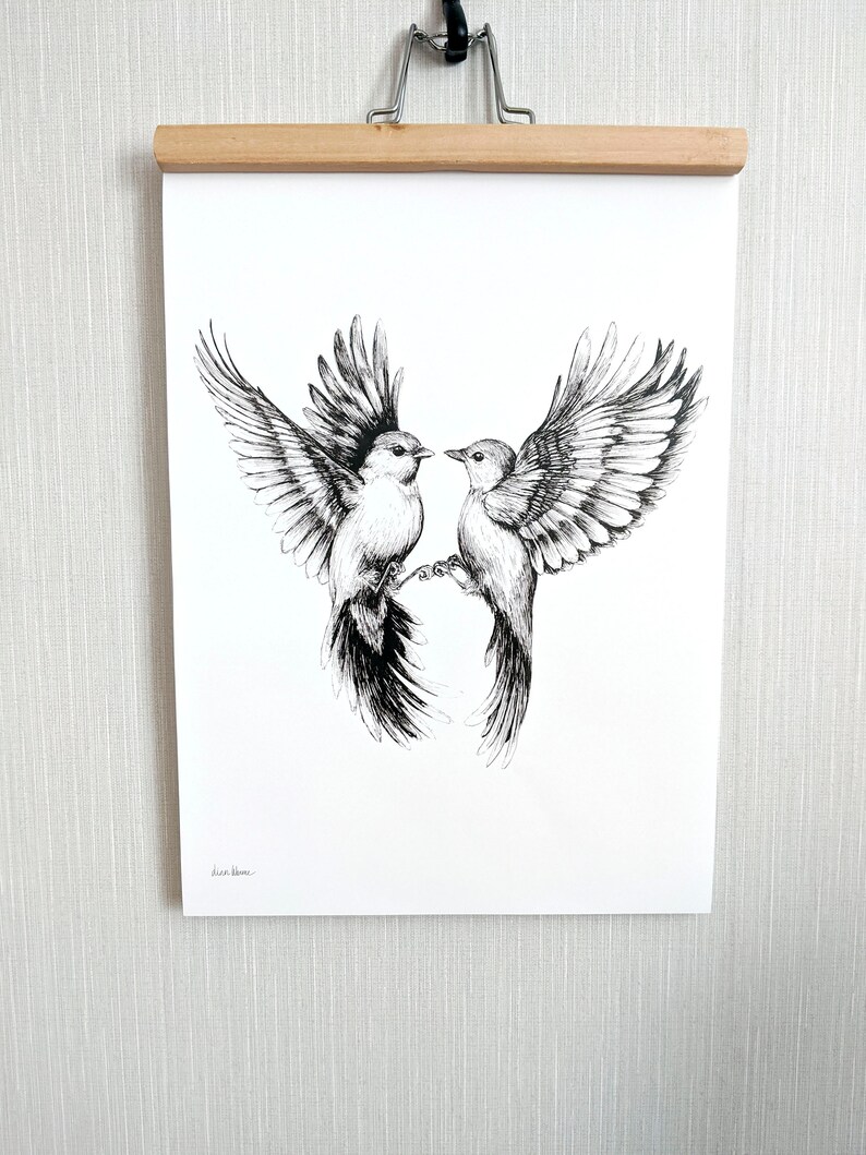 Flying Birds Art Print Realistic Bird Drawing - Etsy