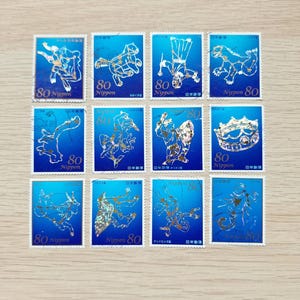 Gebruikte sterrenbeeldstempel, Japanse postzegels, voor verzamelen, knutselen, decoreren