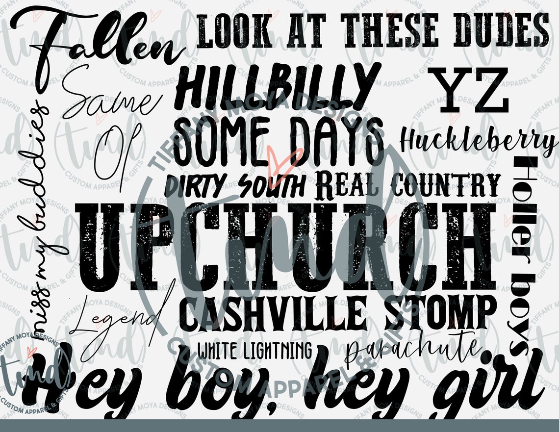 Country Songs Blank UPCHURCH PNG Sublimation Digital Download Etsy