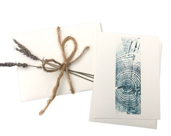 Recycled- Tree-Ring, Set of 5- Print Note Cards