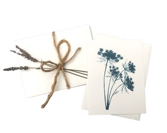 Recycled- Queen Anne's Lace, Set of 5- Print Note Cards