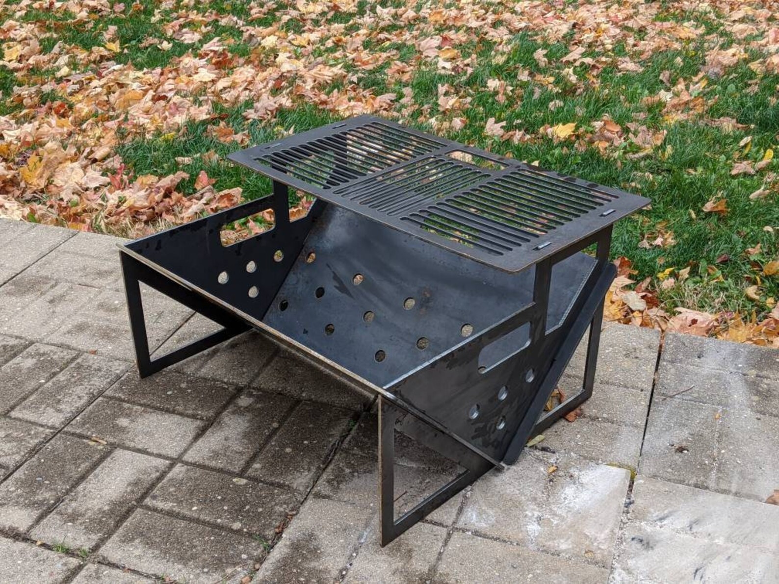 Large Portable Fire Pit 23 Flat Pack with grill grate. Etsy