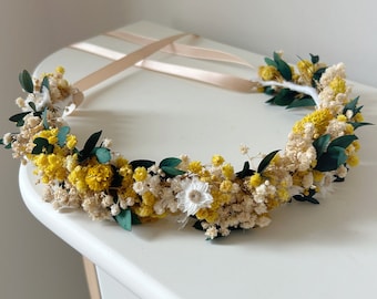 Sunshine flower crown | Dried flower Crown | Wedding flower crown | Boho flower crown