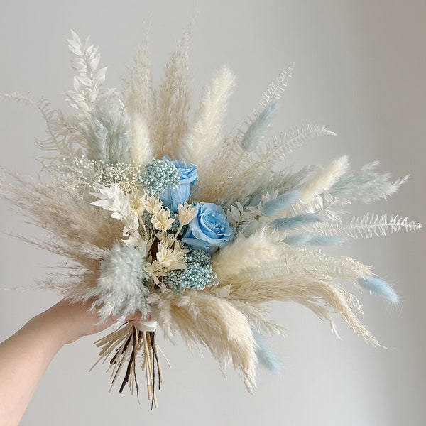 Bridal bouquet - Baby blue | Wedding bouquet | Boho wedding | Dried flower bouquet
