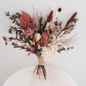 Bouquet de mariée - Bouquet de mariée bordeaux | Bouquet de mariée | Mariage bohème | Bouquet de fleurs séchées, rustique, fleurs séchées, vintage, inspiration nature