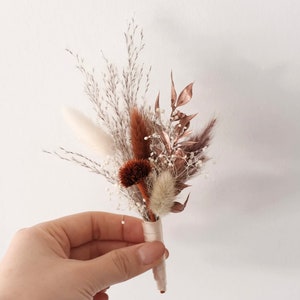 Terracotta Bridal bouquet Wedding bouquet Boho wedding Dried flower bouquetRusticDecorDried FlowersVintageNature Inspired Boutonniere