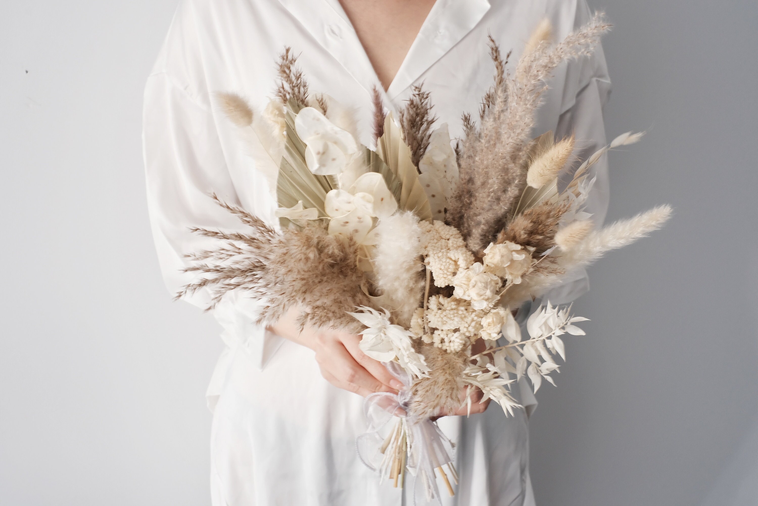 Reed Bridal Bouquet Dried Flower Arrangement Boho Deco Etsy