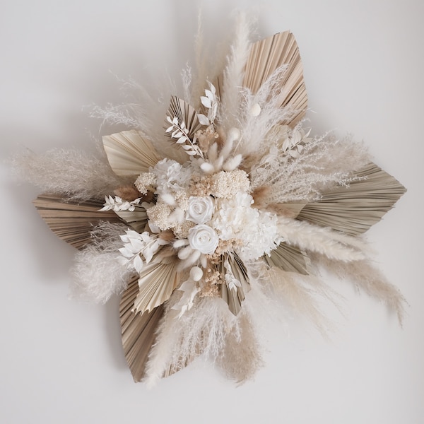 Reed Neutral Arch Arrangement | Pampas Grass Wedding Arch Flowers | Ivory Boho Arch Swag | Dried Floral Backdrop