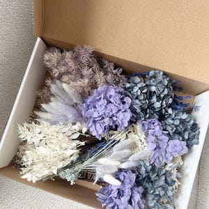 DIY Dried Flower Kit | Purple Blue Hydrangea Lavender Boho Bouquets (4 Sets)