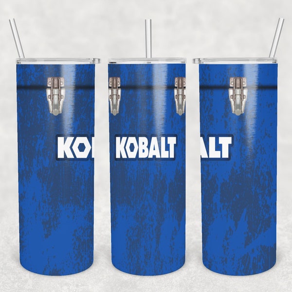 Kobalt Tool Box 20 oz Skinny Tumbler - Stainless Steel Tumbler Custom 20 oz - Kobalt Tumbler - Blue Collar - Power Tools - Tool Box