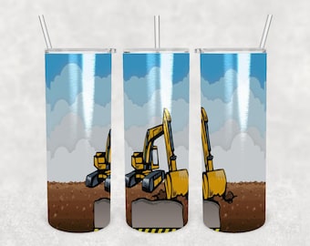 Kid's Excavator - 20oz Sublimation Tumbler - Custom - Digital Design - Wrap