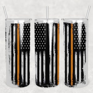 American Flag Thin Line - 2X Designs - Orange Line - Search and Rescue - 20oz Sublimation Tumbler - Custom - Digital Design - Wrap