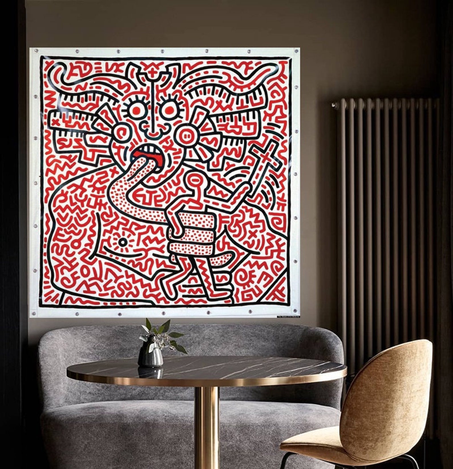 Keith haring original watercolor painting wall art canvas Etsy