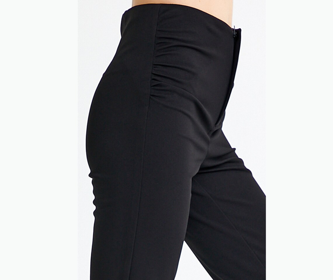 Women's Black Crop Capri Trouser With Zipper Etsy