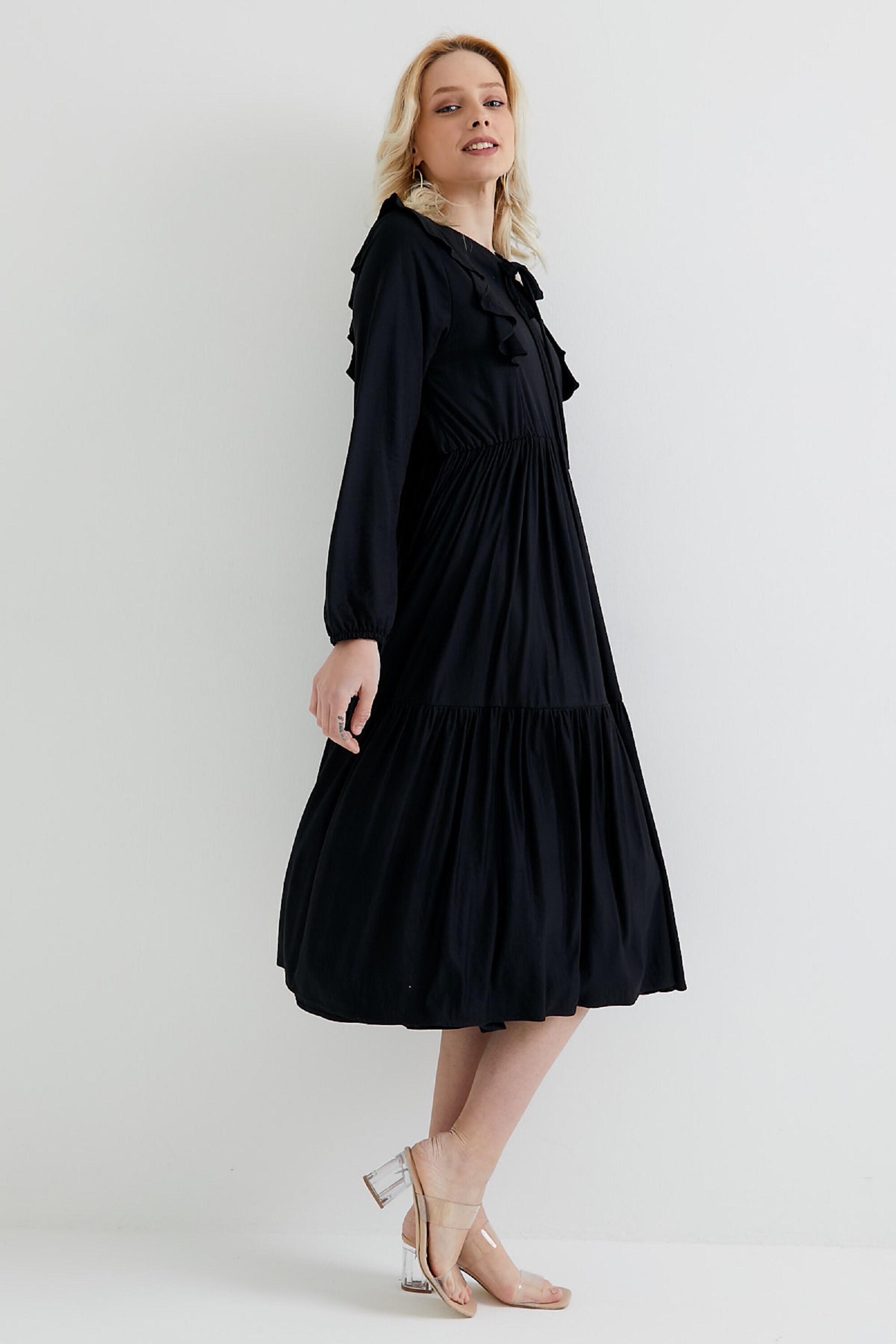 Womens Black Dress Black dress Long Black Dress Midi Etsy