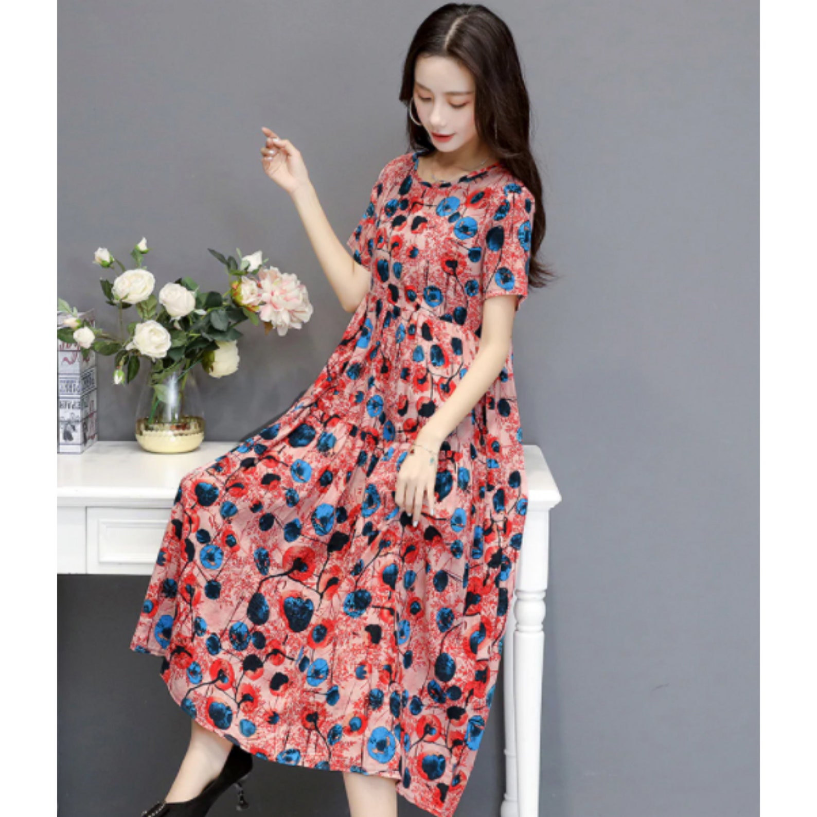 Plus Size Boho Long Maxi Party Dress Elegant Vestidos Print | Etsy