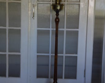 An Elegant Timber Columned Aladdin Standard Floor Lamp