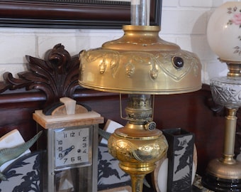 A Beautiful Antique French Art NouveauBrass Oil Table Lamp