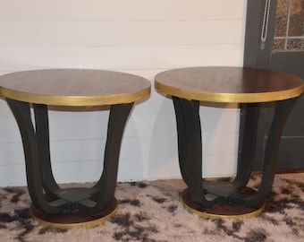 A Matched Pair of Circular Art Deco Era End Tables