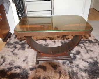 A Walnut Veneer Art Deco Era U Based Coffee Table