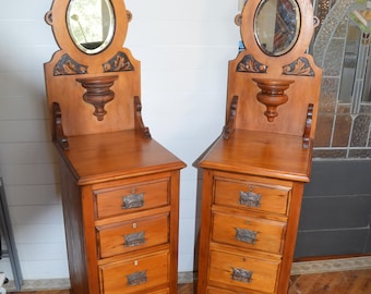A Matched Pair of Federation Era Kauri Pine Bedside Tables